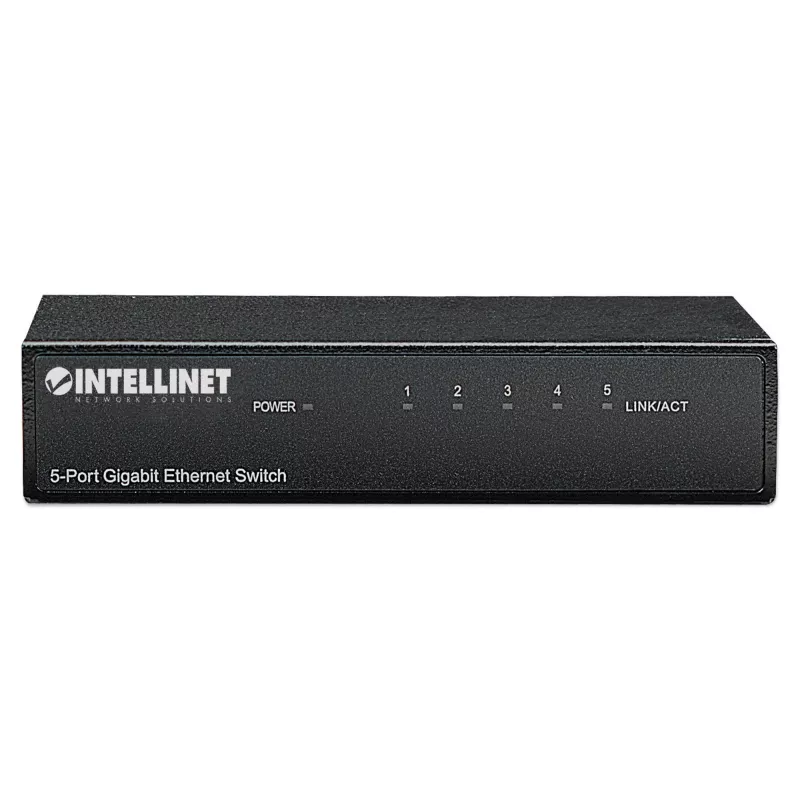 Intellinet 5-portový Gigabit Ethernet switch, veľkosť pre stôl, kovové puzdro, IEEE 802.3az (Energy Efficient Ethernet)