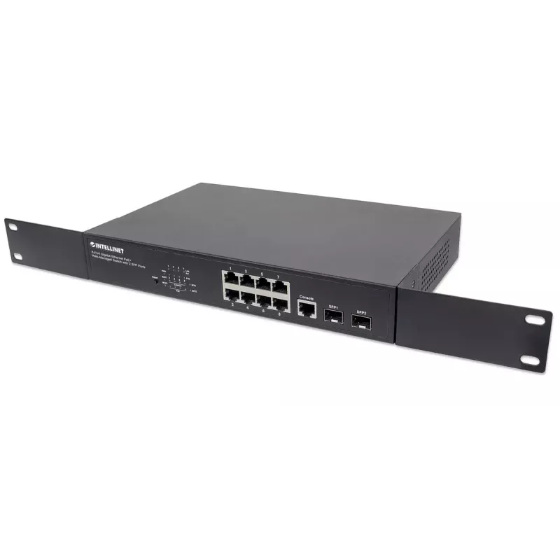 Upravovaný switch Intellinet 8-portový Gigabit Ethernet PoE+ s 2 SFP portmi