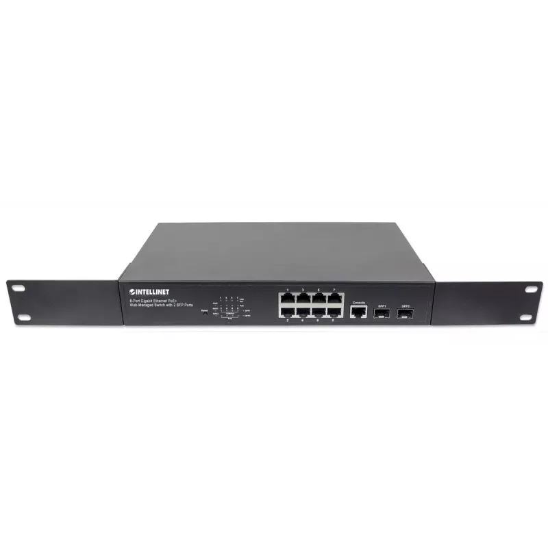 Upravovaný switch Intellinet 8-portový Gigabit Ethernet PoE+ s 2 SFP portmi