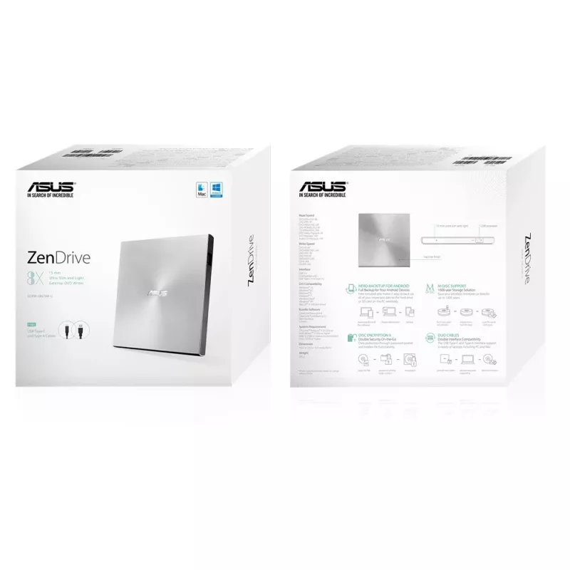 ASUS ZenDrive U9M optická mechanika DVD±RW strieborná
