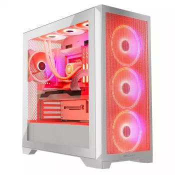 PC skriňa MODECOM VOLCANO EXPANSE S APEX ARGB Midi Tower biela — tvrdené sklo, ARGB, podporuje micro ATX, GPU až do 430 mm