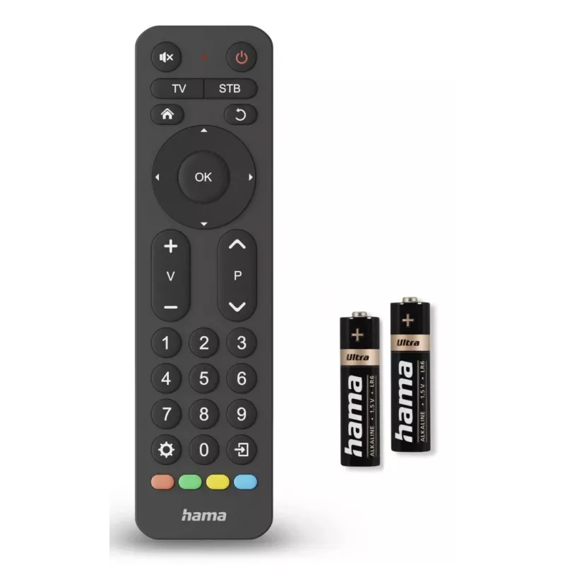 Hama 00221056 univerzálny diaľkový ovládač na televízor 2v1, IR, veľké tlačidlá, učiaci sa, čierny