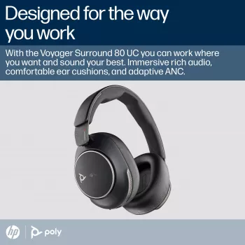 HP Poly Voyager Surround 80 UC USB-C headset certifikovaný pre Microsoft Teams + adaptér USB-C/A