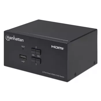 KVM prepínač Manhattan 2-portový 4K HDMI USB audio ovládanie 2 počítačov