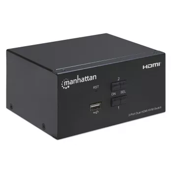 KVM prepínač Manhattan 2-portový 4K HDMI USB audio ovládanie 2 počítačov