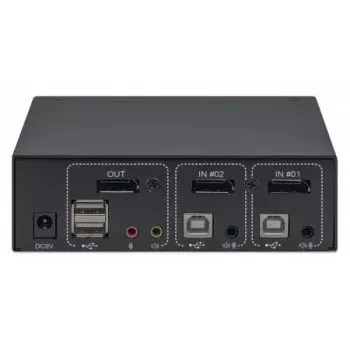 KVM prepínač Manhattan DisplayPort 1.2 2-portový 4K@60Hz USB-A audio