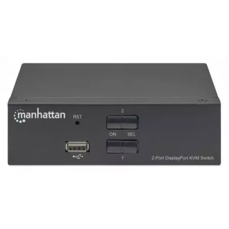 Prepínač KVM Manhattan 153546, 2-portový DisplayPort/USB 2.0, 4K@60Hz, zvuk, 2 káble po 1,8 m