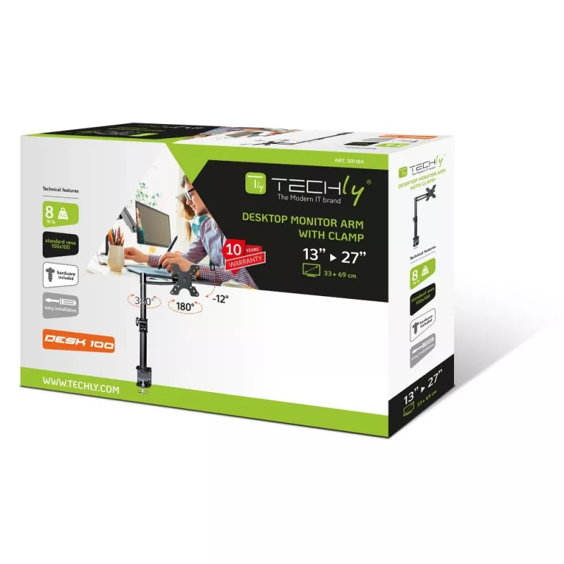 Techy 13-27 palcov stolový stojan pre monitor stredné rameno naklápacie ICA-LCD 501BK