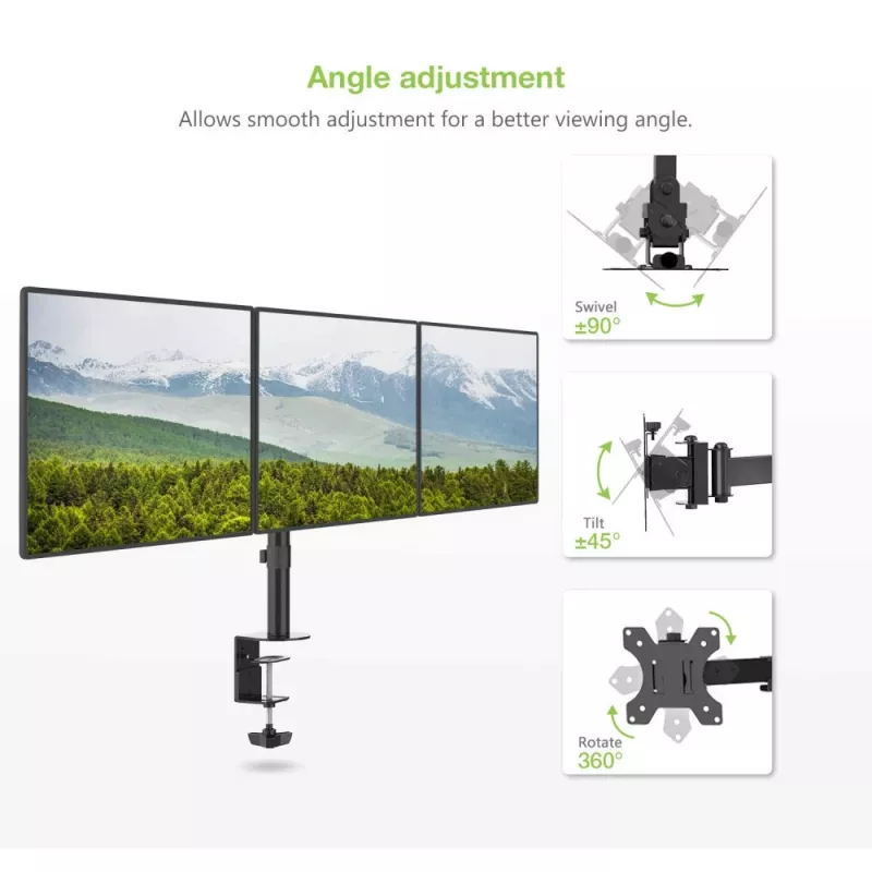 Techly 13-24 palcov stolový stojan pre 3 monitory so svorkou ICA-LCD 482-T