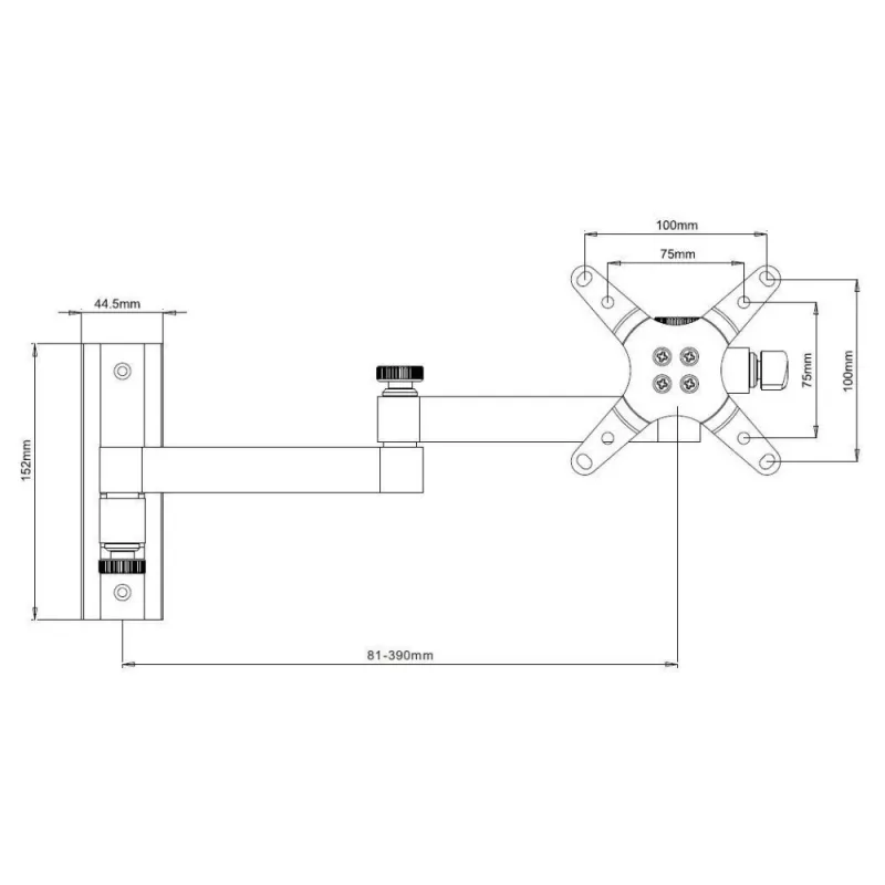 Techly ICA-LCD 104 nástenný držiak pre LCD 13–30 palcov, 3 kĺby, naklápací a otočný, do 15 kg, VESA 75x75/100x100, strieborný