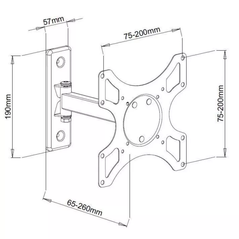 Techly ICA-LCD 2901 nástenný držiak pre LCD televízor 13–37 palcov, naklápací a otočný, do 25 kg, VESA 75x75–200x200, čierny