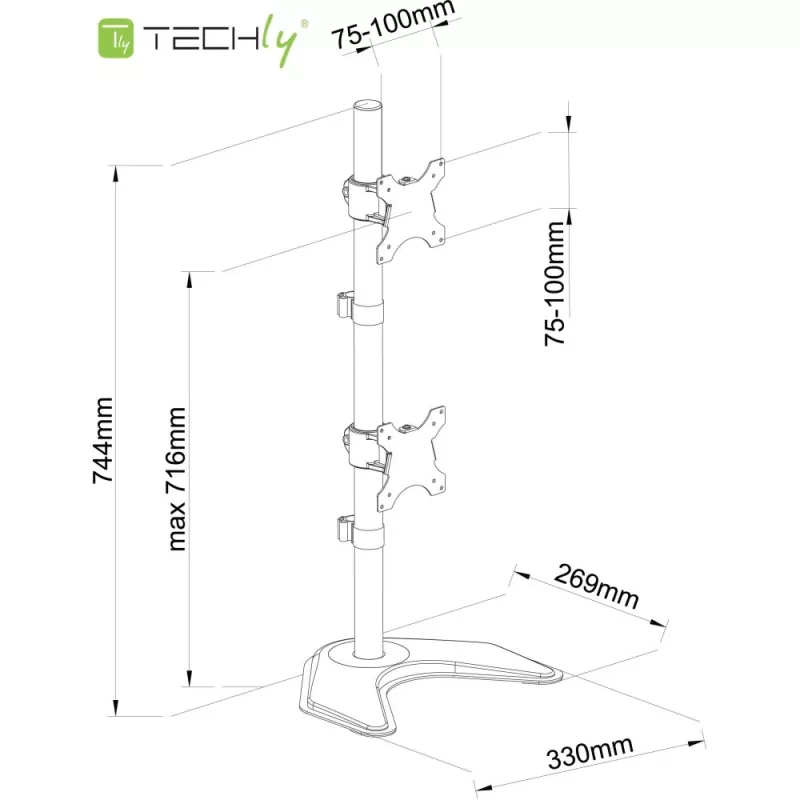 Techly ICA-LCD 2520V držiak monitora / podstavec 68.6 cm (27 palcov) na stôl čierny