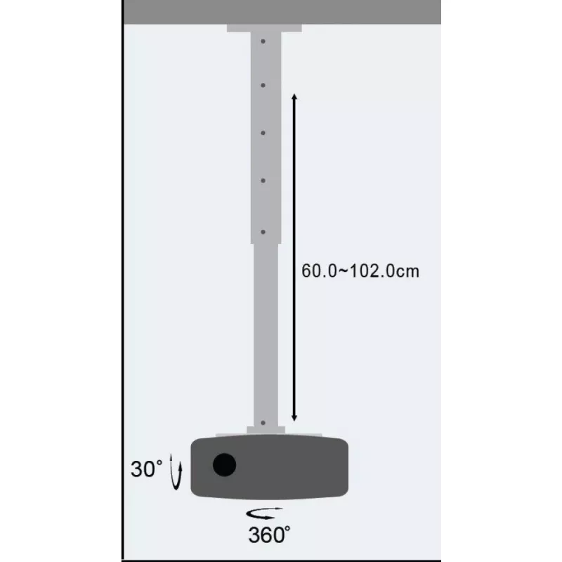 Techly stropný držiak projektora predĺženie 60–102 cm strieborný ICA-PM 102XL
