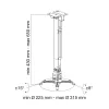 Techly ICA-PM 16 stropný držiak projektora, do 20 kg, nastaviteľný 43–65 cm, naklápací a otočný, strieborný