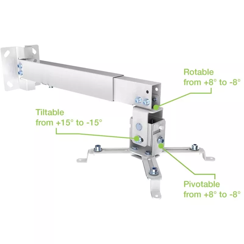 Techly ICA-PM 16 stropný držiak projektora, do 20 kg, nastaviteľný 43–65 cm, naklápací a otočný, strieborný