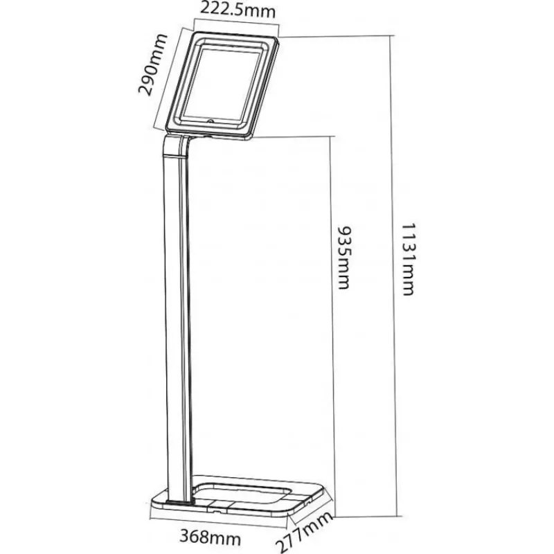 Techly ICA-TBL 1501 bezpečnostný podlahový stojan pre tablety 9,7–10,1 palca (25,6 cm), hliník, VESA 75x75, strieborný