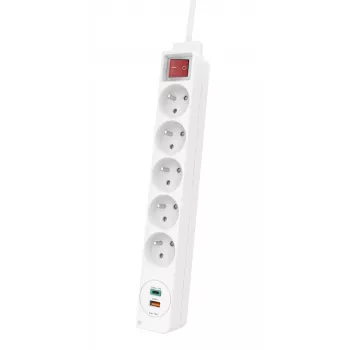 Hama 44133758 predlžovací kábel 1,4 m 5 AC zásuviek interiér biely