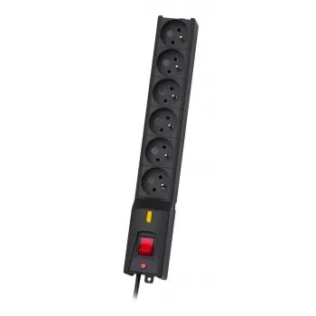 Prepäťová ochrana lestar LX 610 G-A – 6 AC výstupov, IEC 320, 1,5 m kábel, 155 J, 230 V, čierna