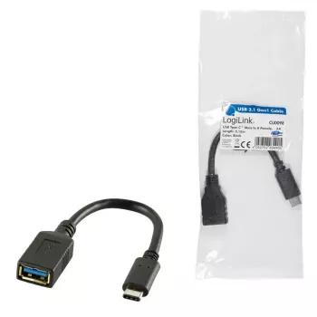 USB kábel LogiLink USB C - USB A 0,15m CU0098 čierny