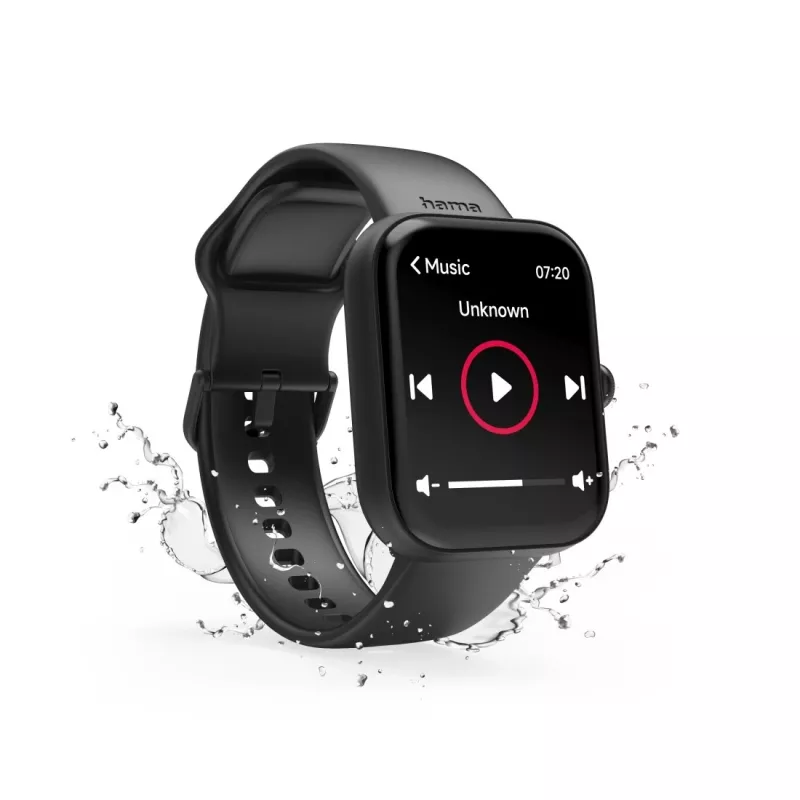 Inteligentné hodinky Hama Fit Watch 5000, 1,65-palcový (4,19 cm) TFT, 47 mm, funkcia telefónu, tep srdca, IP68, Bluetooth, čierne