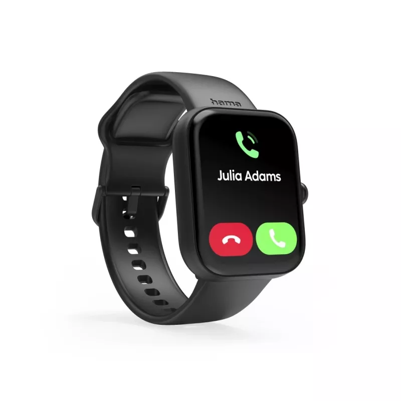 Inteligentné hodinky Hama Fit Watch 5000, 1,65-palcový (4,19 cm) TFT, 47 mm, funkcia telefónu, tep srdca, IP68, Bluetooth, čierne