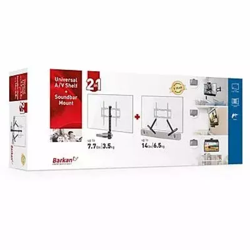 Regal na AV zariadenia Barkan E850, 1 police, čierna, výška 565 mm, nosnosť 6,5 kg