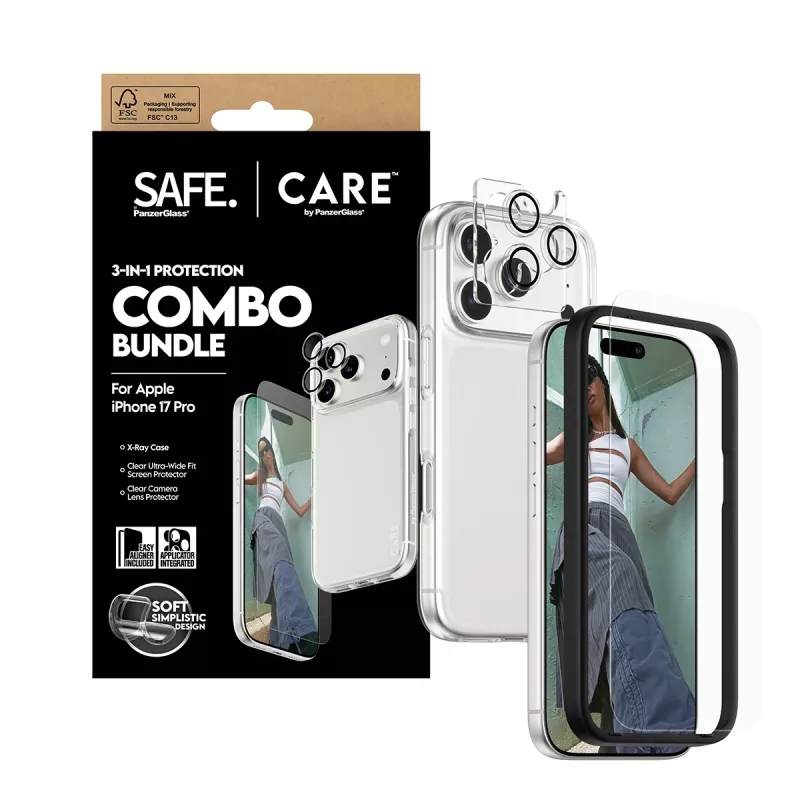 PanzerGlass 3-in-1 Combo Bundle pre iPhone 17 Pro CR40572 — ochrana displeja, kryt kamery a puzdro
