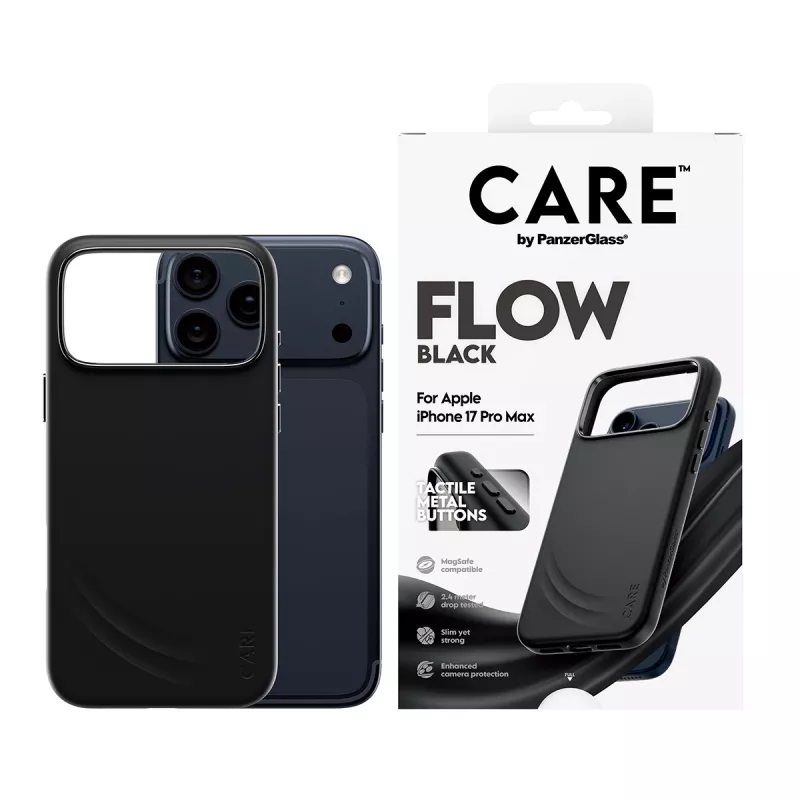 Ochranné puzdro PanzerGlass CARE by Feature FLOW pre iPhone 17 Pro Max, puzdro, čierne, kompatibilné s MagSafe