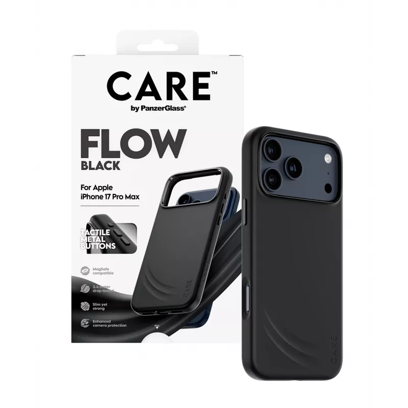 Ochranné puzdro PanzerGlass CARE by Feature FLOW pre iPhone 17 Pro Max, puzdro, čierne, kompatibilné s MagSafe