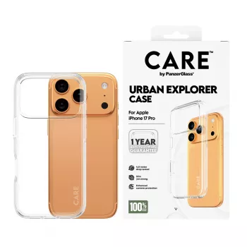 Ochranné puzdro PanzerGlass CARE by Flagship puzdro transparentné Urban Explorer s priehľadným rámom pre iPhone 17 Pro