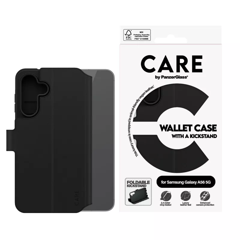 Wallet Case PanzerGlass Samsung Galaxy A56 5G čierne s stojanom