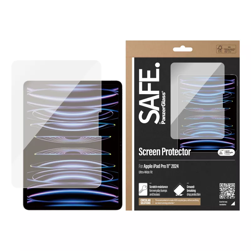 PanzerGlass SAFE95857 SAFE ochranné tvrdené sklo na displej pre iPad Pro 11 (2024), Ultra-Wide Fit