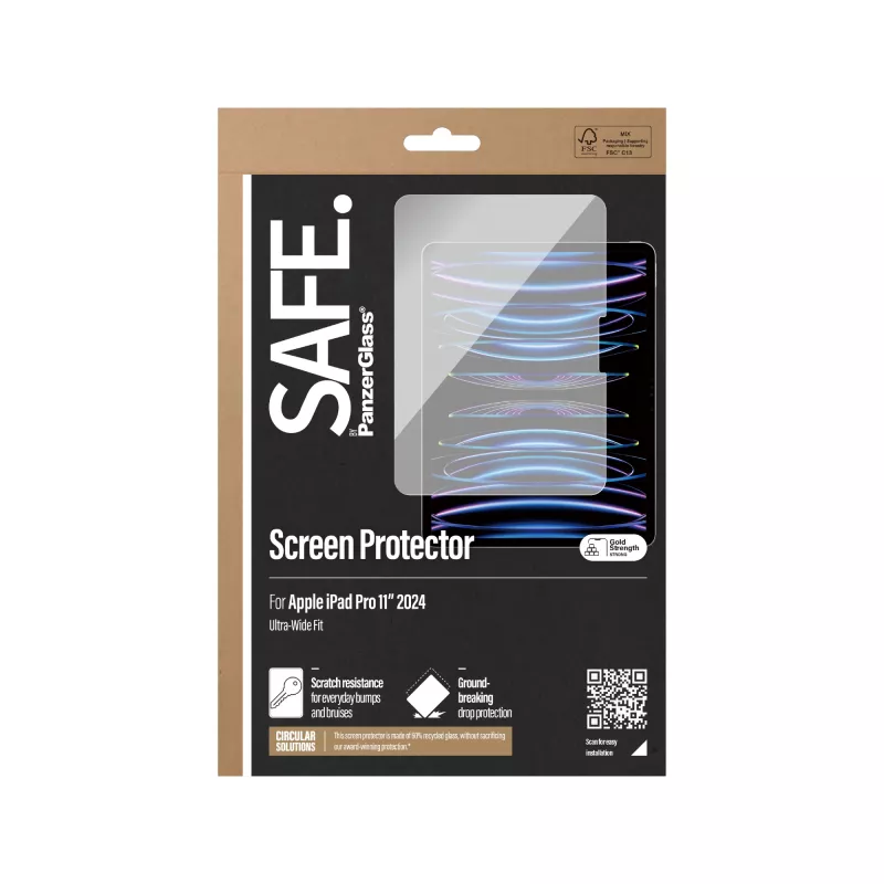 PanzerGlass SAFE95857 SAFE ochranné tvrdené sklo na displej pre iPad Pro 11 (2024), Ultra-Wide Fit