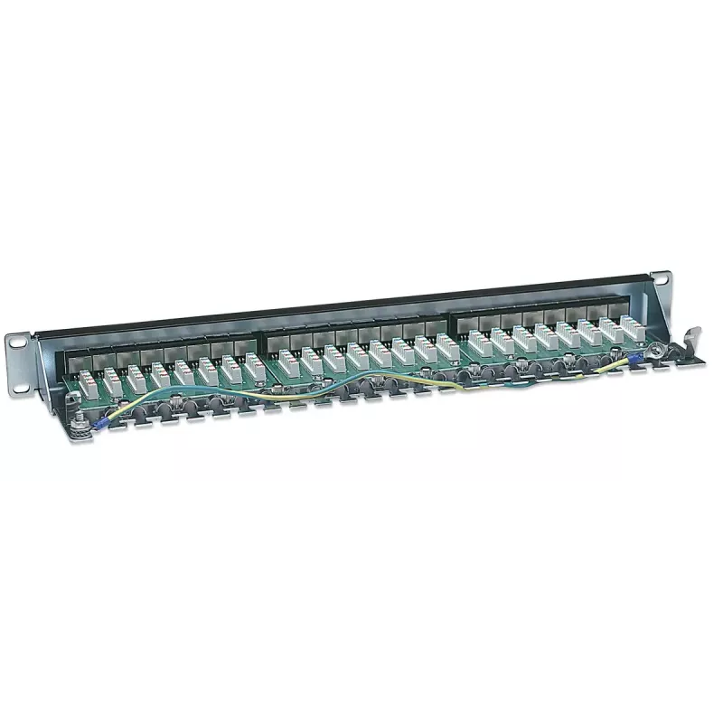 Intellinet patch panel, Cat6, FTP, 24-port, 1U, tienený, 90° Top-Entry LSA lišty, čierny