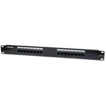 Intellinet patch panel, Cat6, UTP, 16-port, 1U, čierny