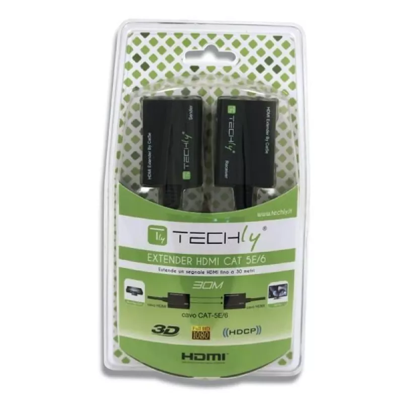 Techly zosilňovač HDMI Cat 5e / 6 kompaktný 30m IDATA EXT-E30D