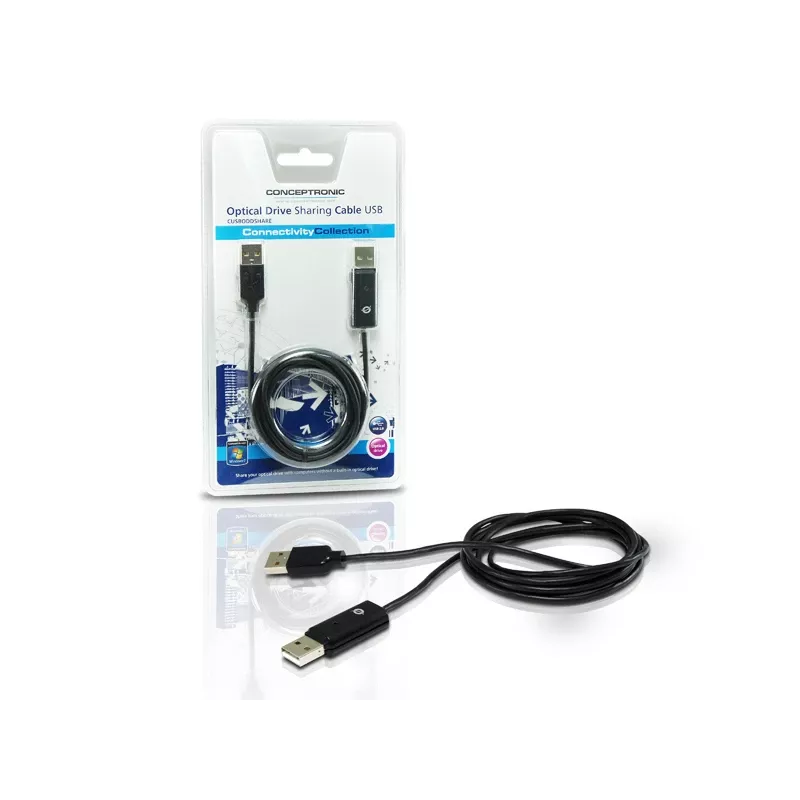 Conceptronic optický zdieľací kábel pre mechaniku USB, 1,8 m, čierny, USB A, USB A, samec/samec, 20 g