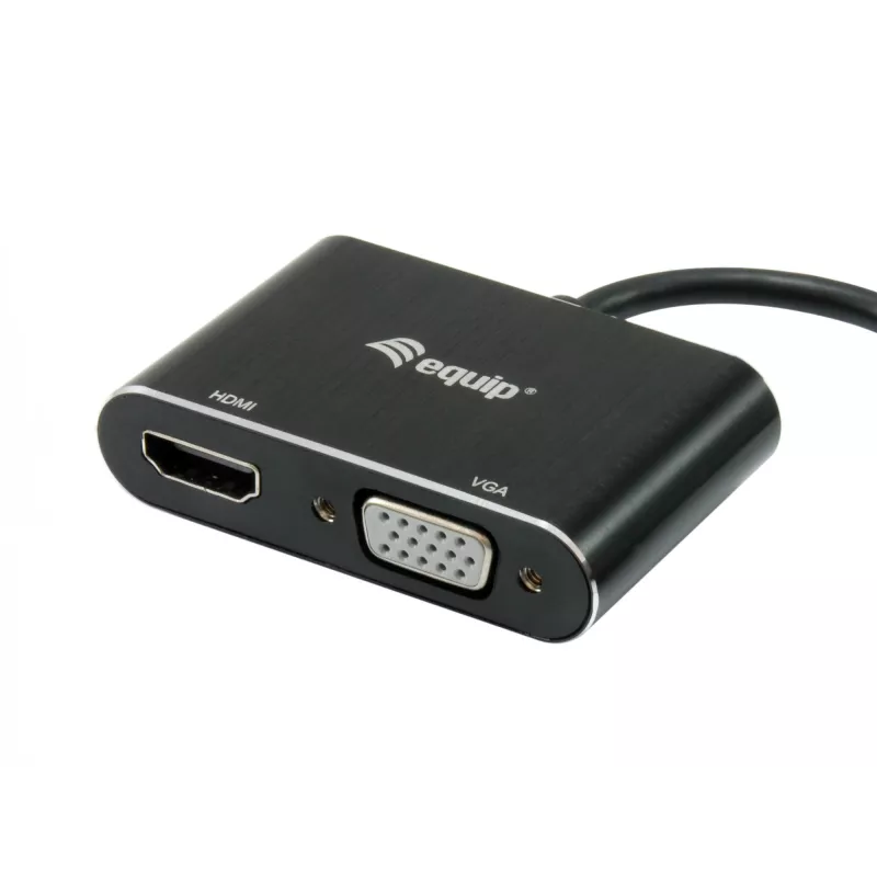 Equip 133386 adaptér USB 3.0 na HDMI/VGA (HD15) pre dva monitory, USB 3.2 Gen 1 Type-A, 1920x1080