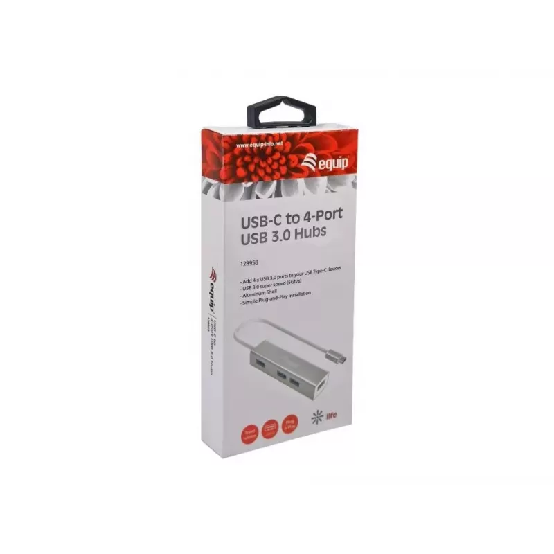 Equip 128958 rozbočovač USB-C na 4 porty USB 3.0, USB 3.2 Gen 1, USB Type-A, 5 Gb/s
