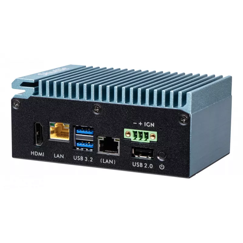 Shuttle Edge PC SPCEL02, Intel Celeron J6412, 1x HDMI, 2x 2.5G LAN, 1x COM, DIO (4x in, 4x out), 3x USB, 2x M.2, 12-24V, 24/7 nepretržitá prevádzka, bez ventilátora, vrátane VESA a DIN držiaka