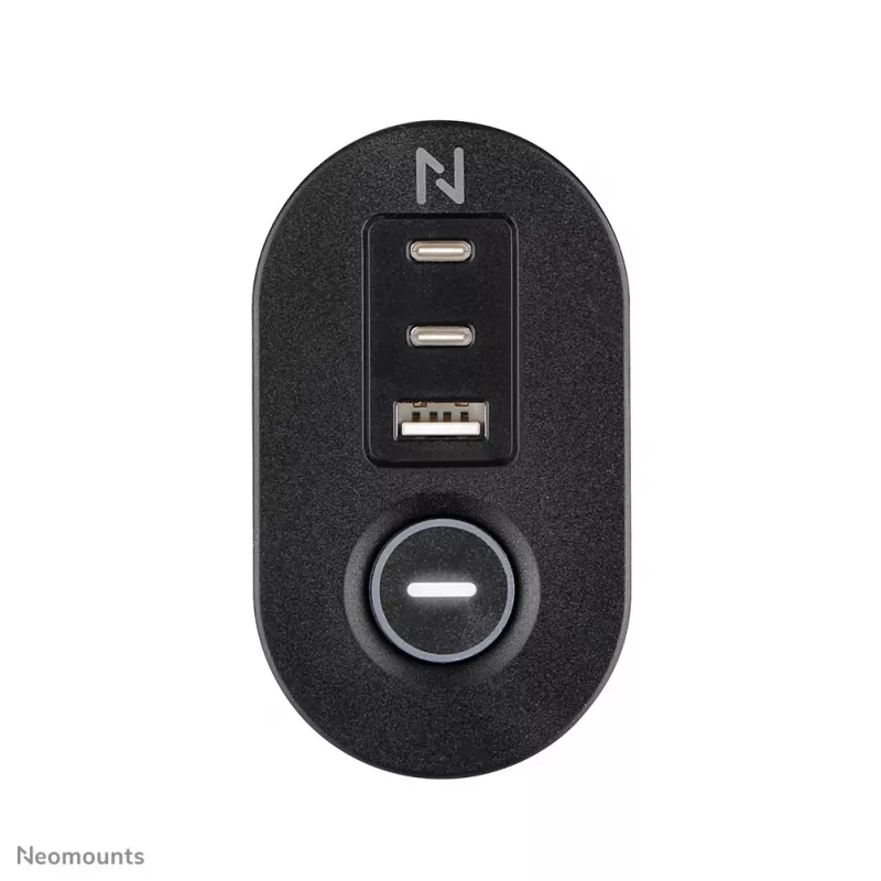 Neomounts DS22-840BL6 stolová zásuvka so svorkou a USB-C a USB-A konektormi – rýchle nabíjanie