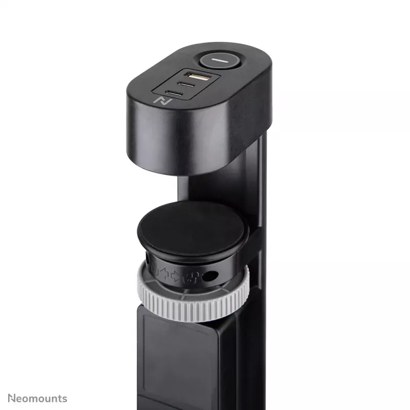 Neomounts DS22-840BL6 stolová zásuvka so svorkou a USB-C a USB-A konektormi – rýchle nabíjanie