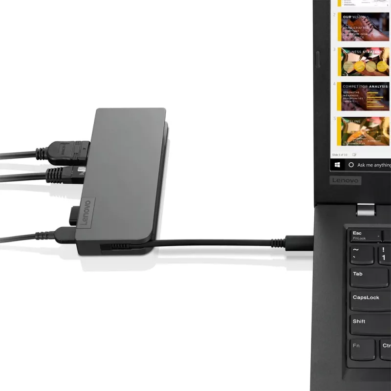 Lenovo 4X90S92381 Powered USB-C Travel Hub dokovacia stanica, VGA, HDMI, 13 W, Iron Grey