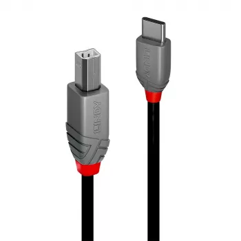 Lindy 3m USB 2.0 Type-C na B kábel, Anthra Line, 3 m, USB C, USB B, USB 2.0, 0,48 Gbit/s, čierny