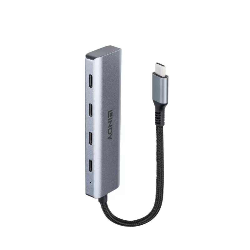 Lindy 43414 4-portový USB 3.2 Gen 2 Type-C hub, 4x USB-C, stolový