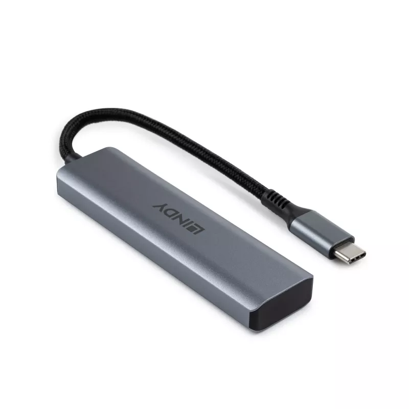 Lindy 43414 4-portový USB 3.2 Gen 2 Type-C hub, 4x USB-C, stolový