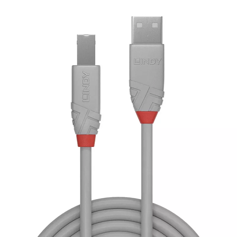 Lindy 3m USB 2.0 kábel Type-A na B, Anthra Line, sivý