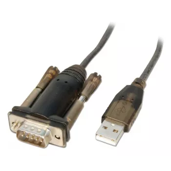 Lindy prevodník USB na sériový Lite, sivá, transparentná, 1,5 m, USB Type-A, RS-232, konektor samec, konektor samec