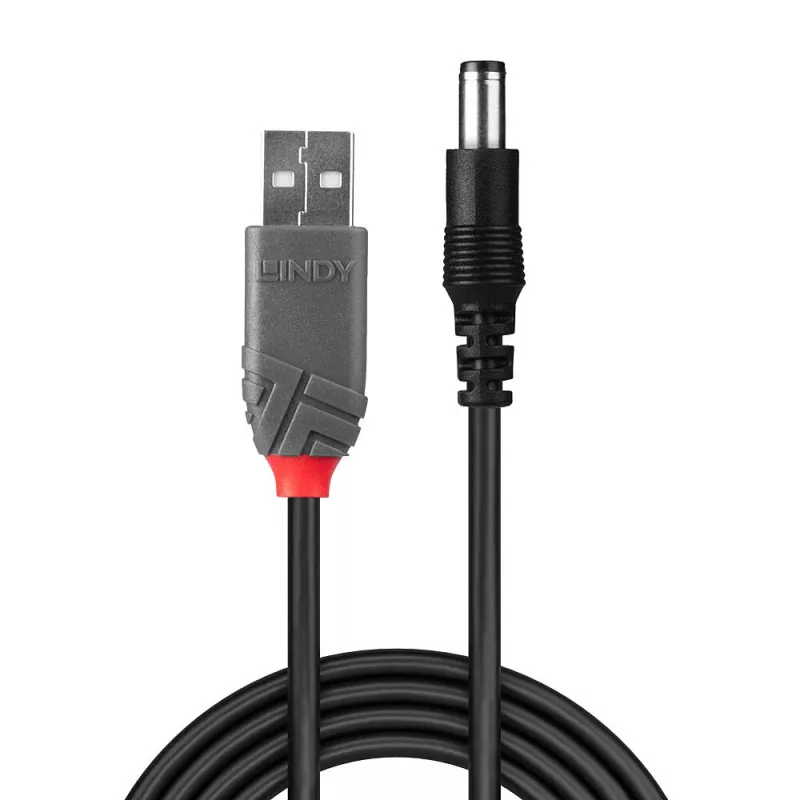 Lindy USB 2.0 Type-A na 5,5 mm DC kábel, 1,5 m