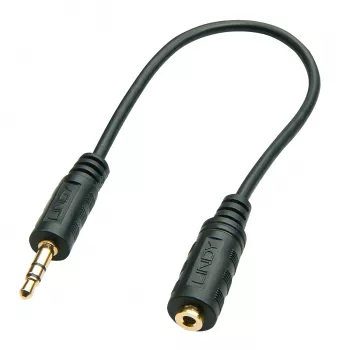 3,5 mm konektor samec na 2,5 mm konektor samica audio adaptér 20 cm čierny